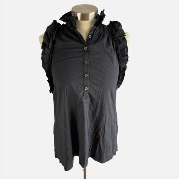 BCBGMAXAZRIA Women's Size XXS Ruffle Sleeveless Button-Down Shirt - Picture 1 of 10